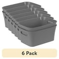 thumbnail image 1 of (6 pack) Mainstays Small Gray 2-Pack Plastic Storage Bins, 9.5 in x 6.8 in x 4.3 in, 1 of 5