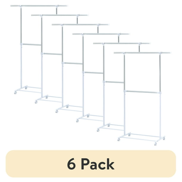 6 pack) Mainstays 2-Shelf Garment Drying Clothes Rack - Adjustable