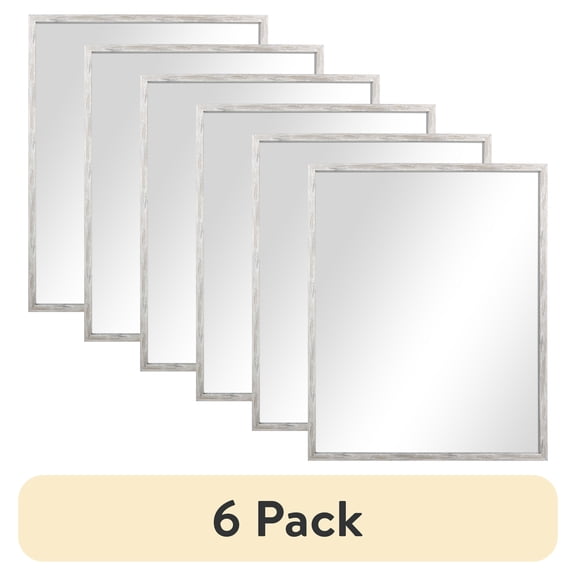 (6 pack) Mainstays 23x29 Rectangle Small Decorative Wall Mirror for Bathroom or Living Room