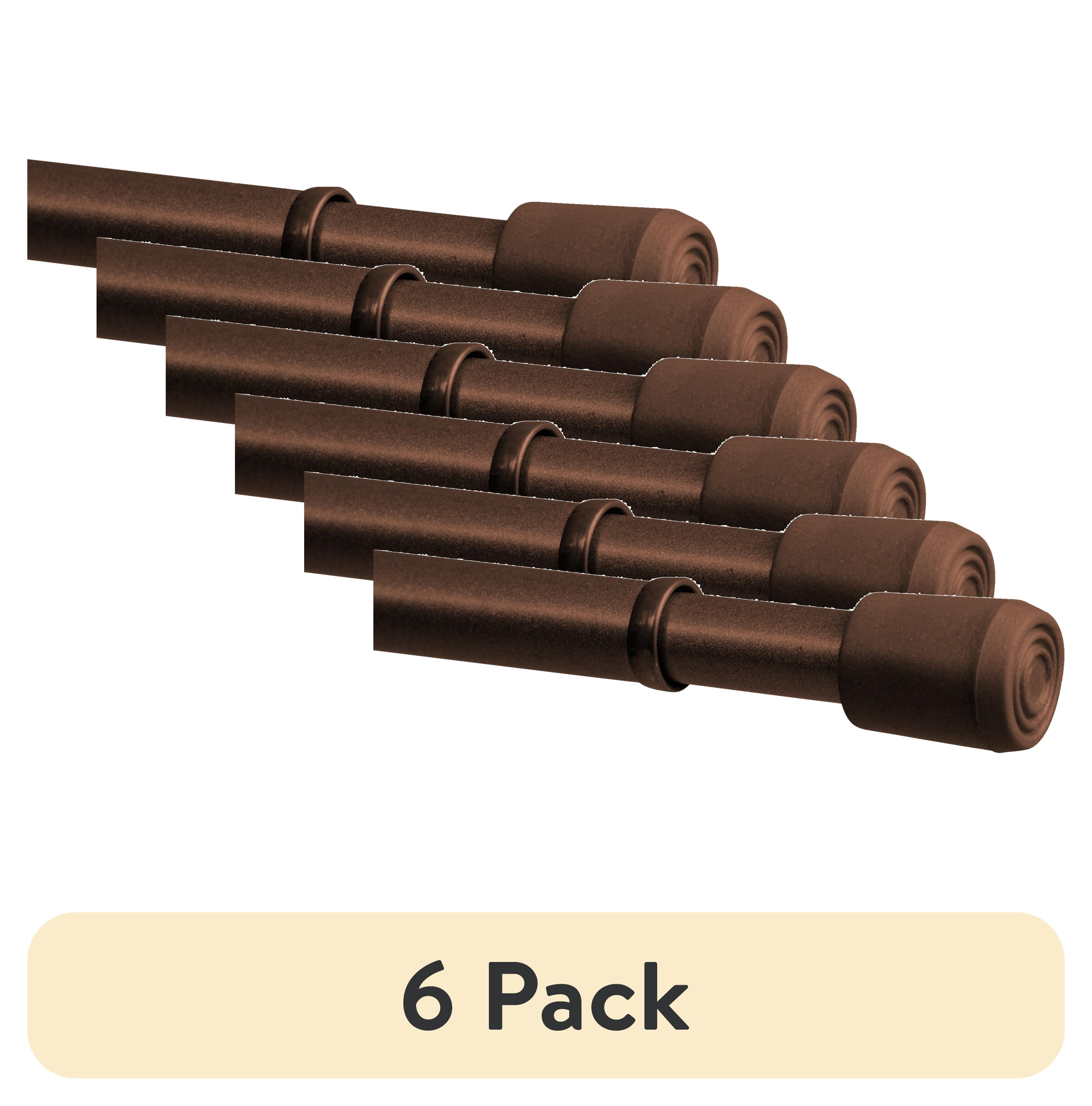 (6 pack) Mainstays 7/16" Adjustable Spring Tension Curtain Rod, 28-48", Chocolate