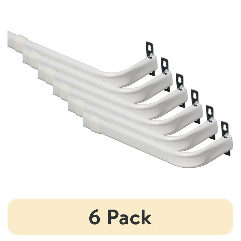 (6 pack) Mainstays 3" Basic Metal Wrap Around Adjustable Curtain Rod, 28-48" Adjustable Length, White Finish
