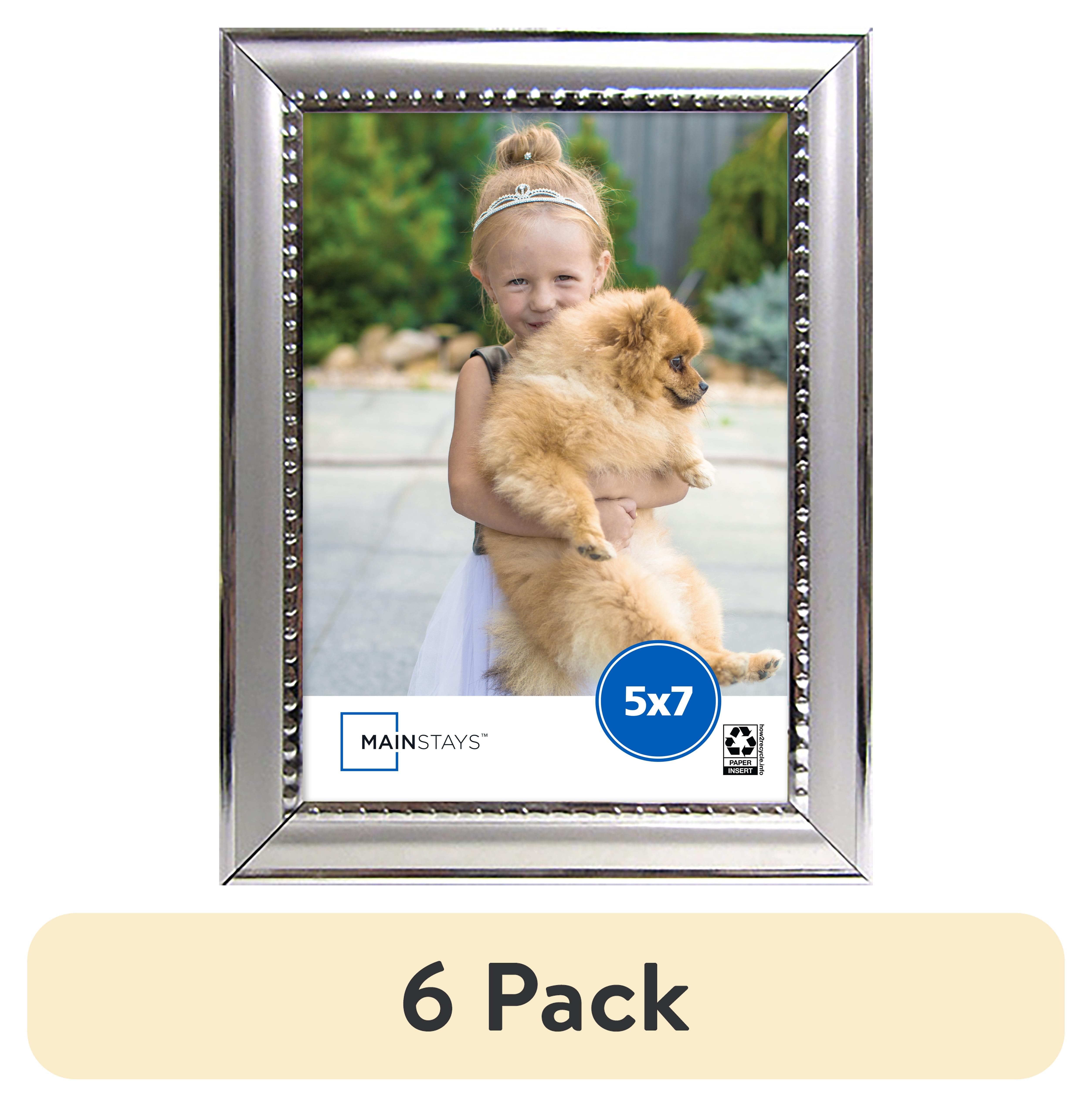(6 pack) Mainstays 5x7 Silver Bead Photo Frame for Tabletop Display
