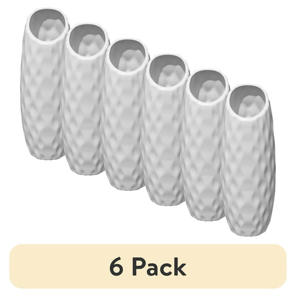 (6 pack) Mainstays 8" Arctic White Indent Plastic Vase