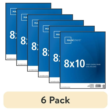 (6 pack) Mainstays – 8x10 Picture Frame – Black Front Loading Wall or Tabletop Photo Frame