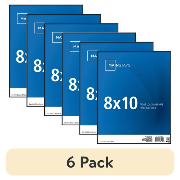 (6 pack) Mainstays – 8x10 Picture Frame – Black Front Loading Wall or Tabletop Photo Frame