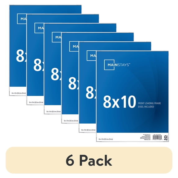 (6 pack) Mainstays 8 x 10 Picture Frame, White, Front Loading, Wall or Tabletop
