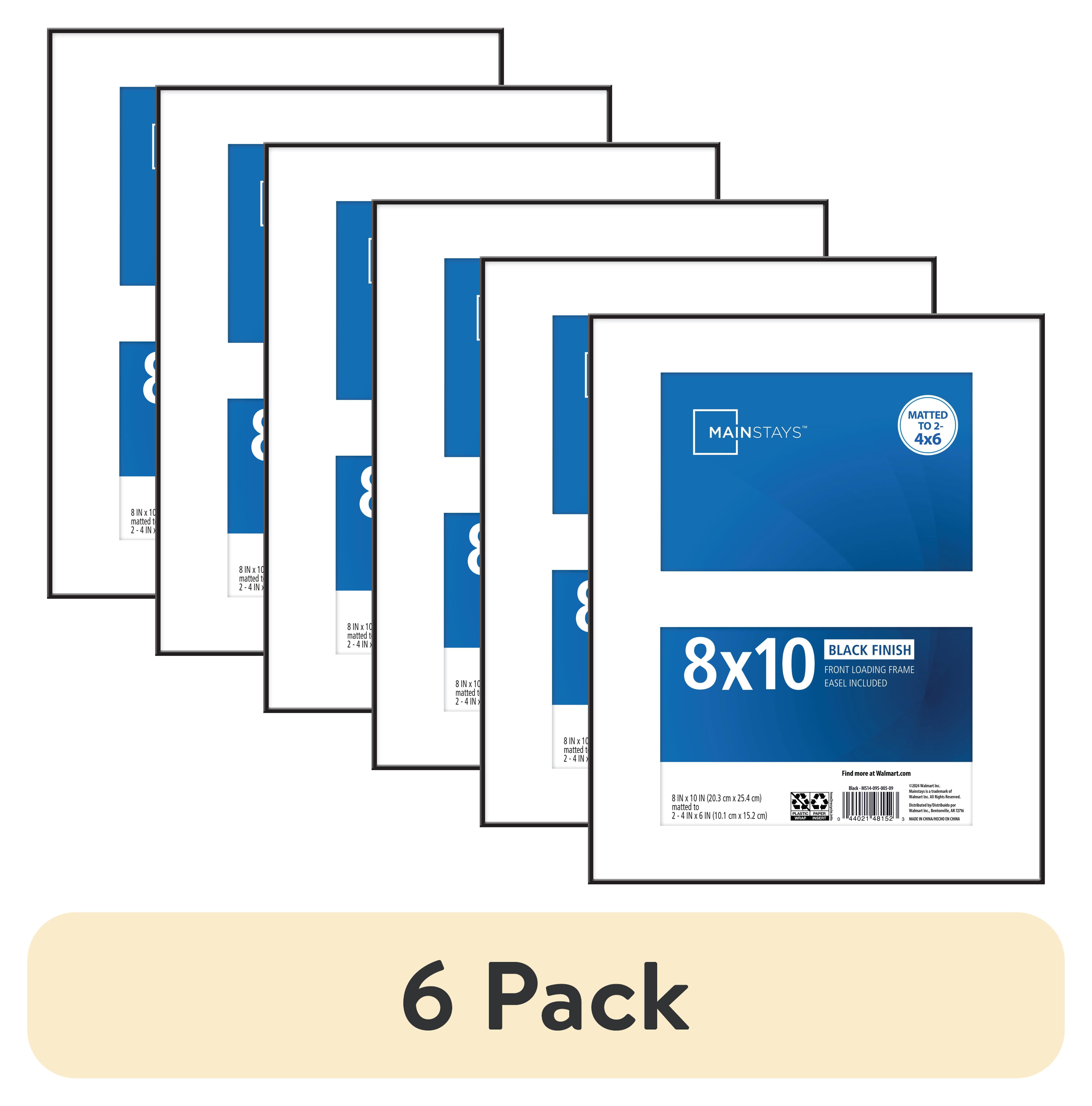 (6 pack) Mainstays – 4x6 Picture Frame – Black Front Loading 2 Photo Wall or Tabletop Photo Frame