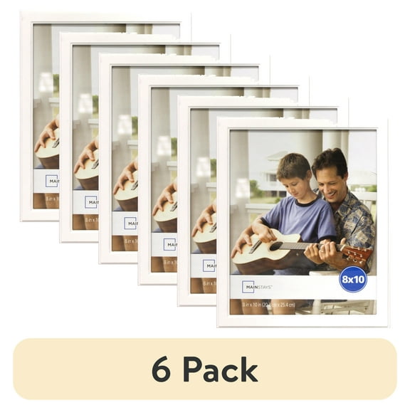 (6 pack) Mainstays – 8x10 Picture Frame – White Step Program Tabletop Photo Frame