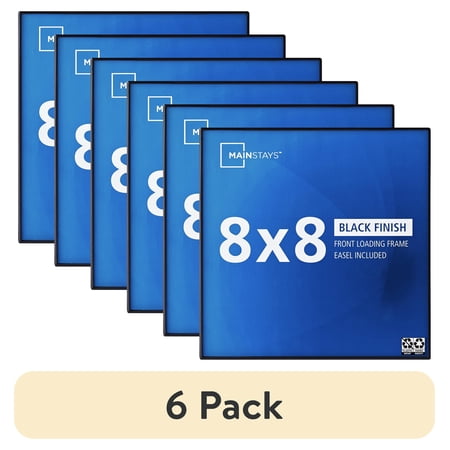 (6 pack) Mainstays 8x8 Front Loading Tabletop Picture Frame, Black