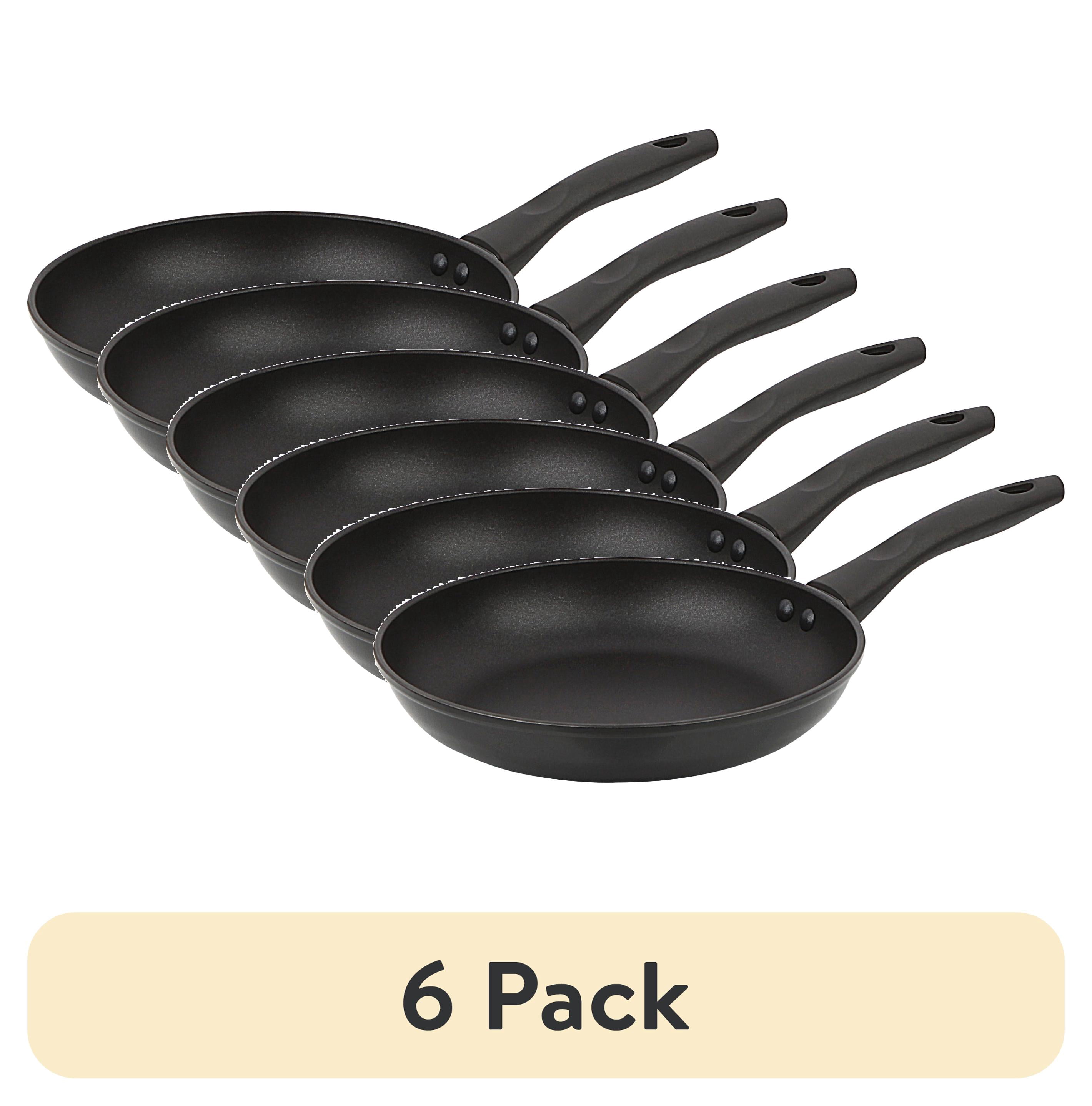 (6 pack) Mainstays 9.5" Non-Stick Aluminum Alloy Skillet Black Dishwasher Safe