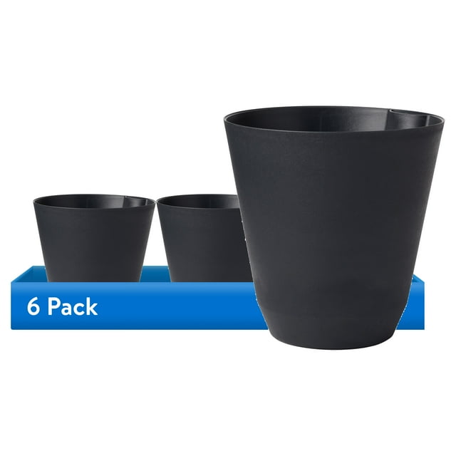 (6 pack) Mainstays 9-Inch Black Self-Watering Resin Planter