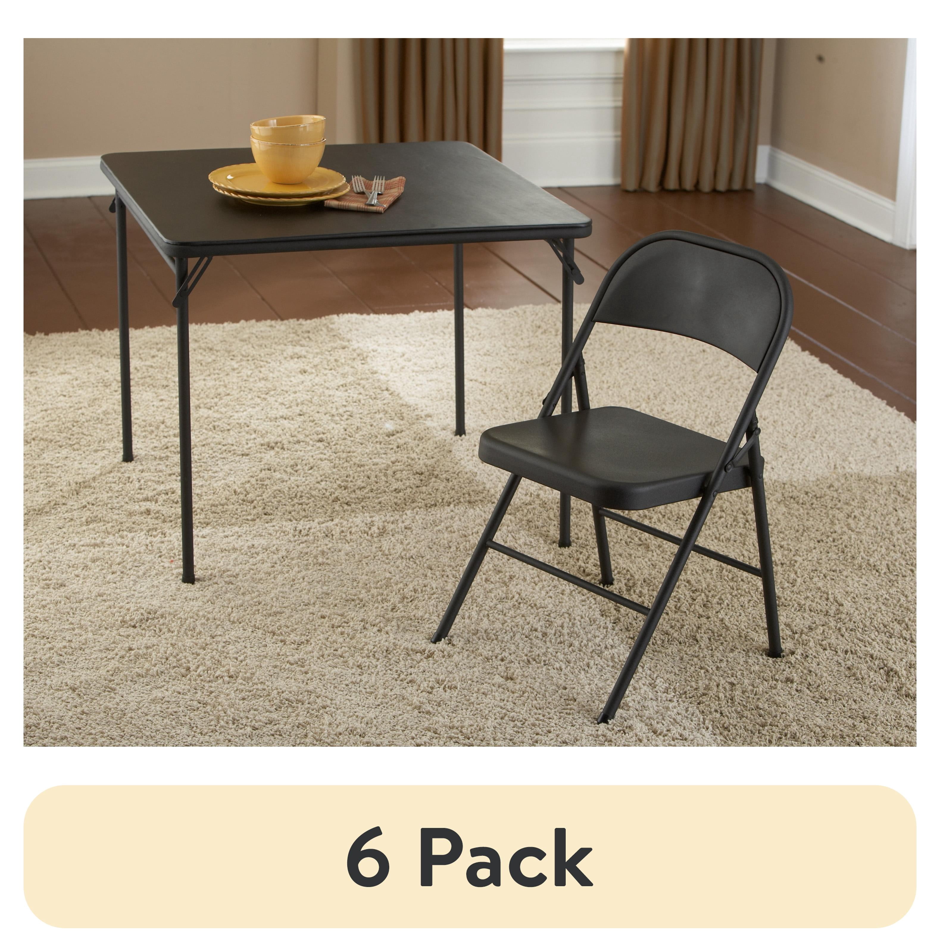 (6 pack) Mainstays All-Steel Metal Folding Chair, Black, 1 Chair