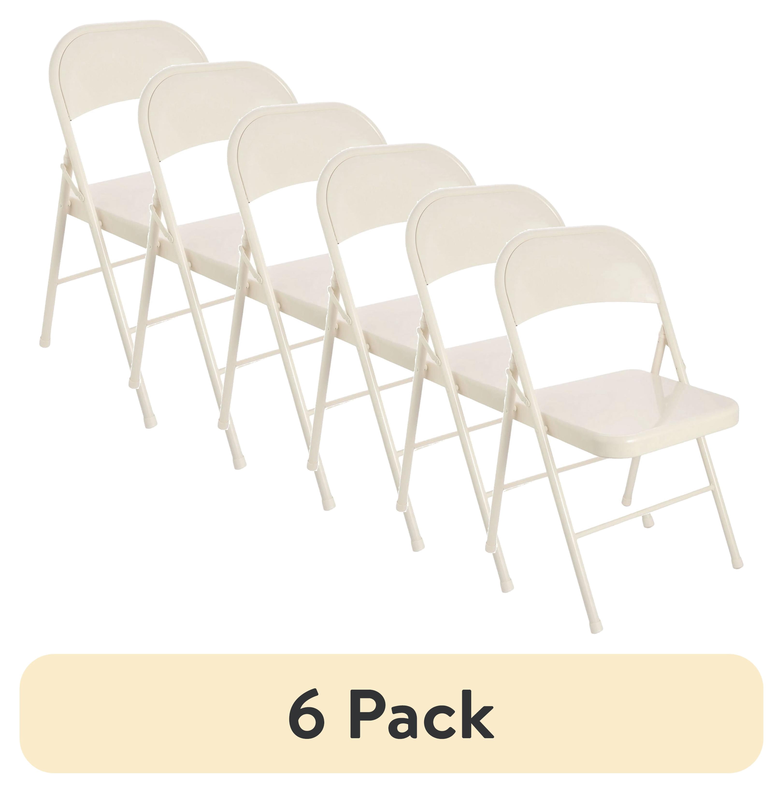 (6 pack) Mainstays Metal Folding Chair, Cream