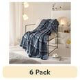 thumbnail image 1 of (6 pack) Mainstays Blue Plaid Throw Blanket, 50 in x 60 in, 1 of 7