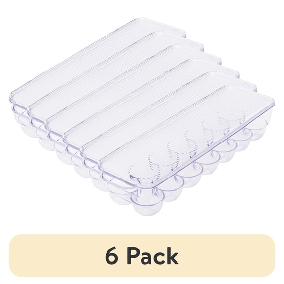 (6 pack) Mainstays Clear Plastic Egg Holder for Refrigerator (Holds 14 Eggs), Made for Refrigerator Egg Storage