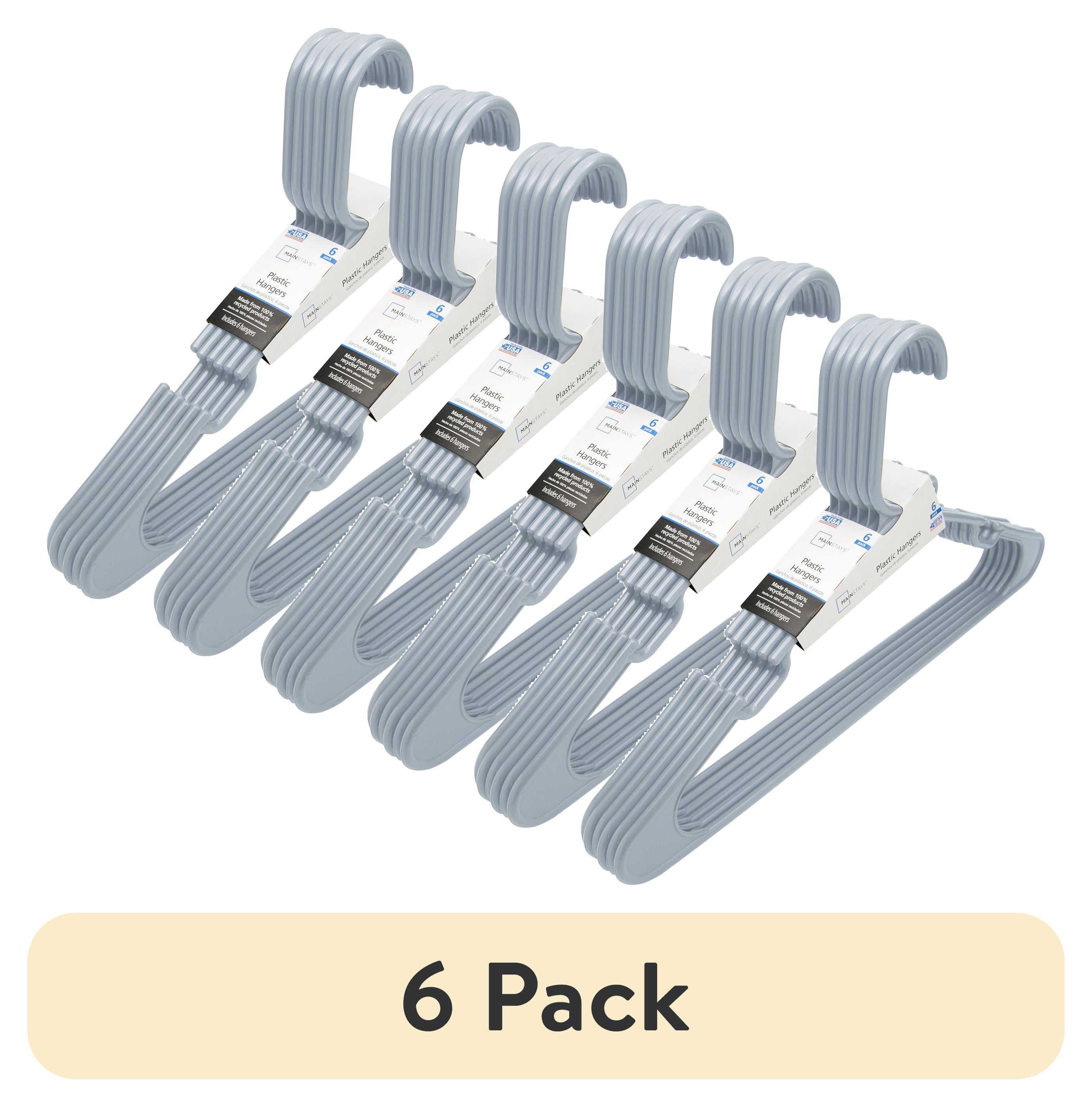 (6 pack) Mainstays Clothing Hangers, 6 Pack, Soft Silver, Durable PlasticM
