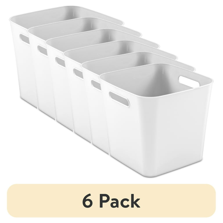 6 pack) Mainstays Cube White Plastic Storage Bin, 11 in x 10 in