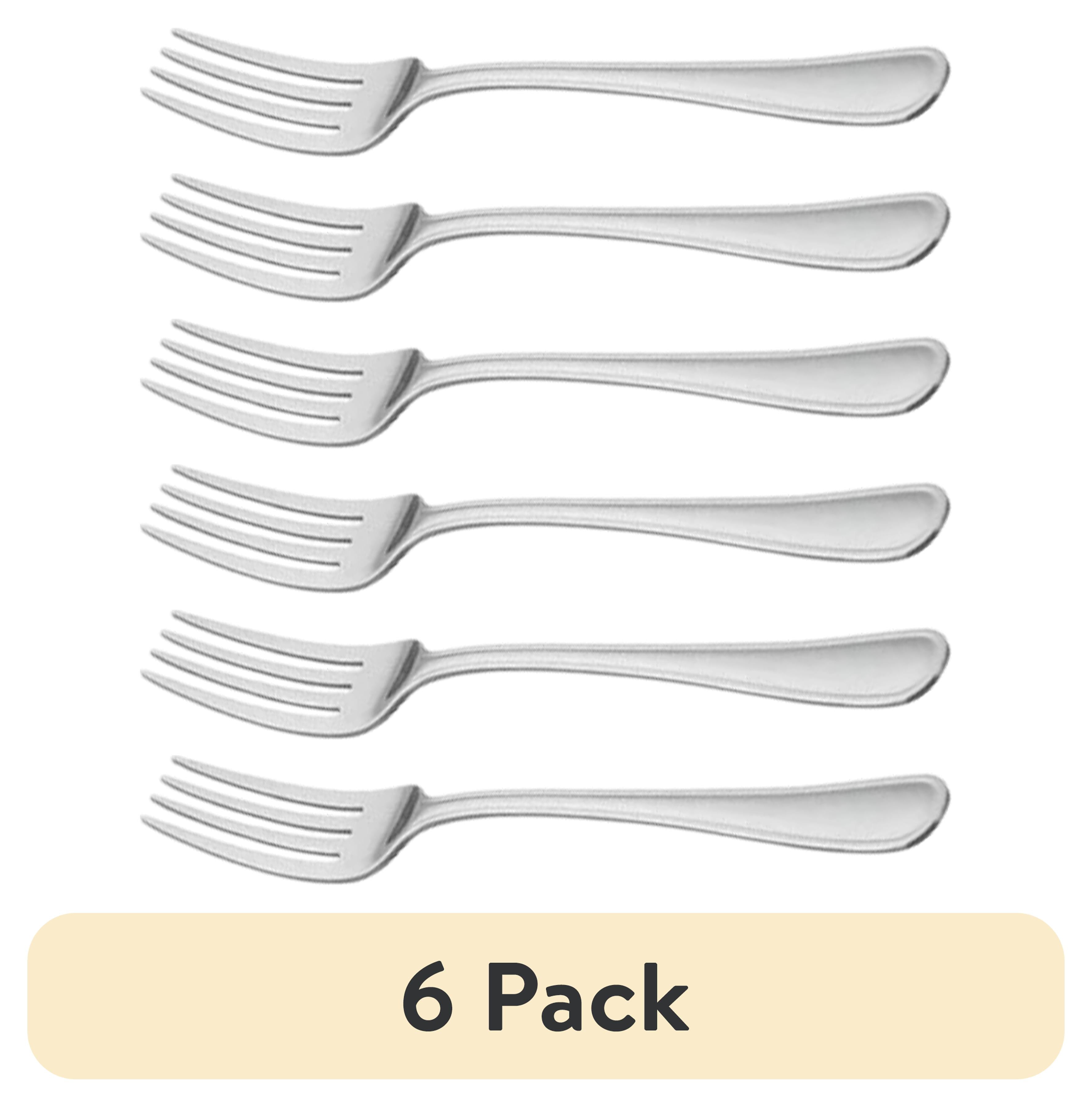 (6 pack) Mainstays Fleetline Stainless Steel Dinner Fork 3 Piece Set Silver