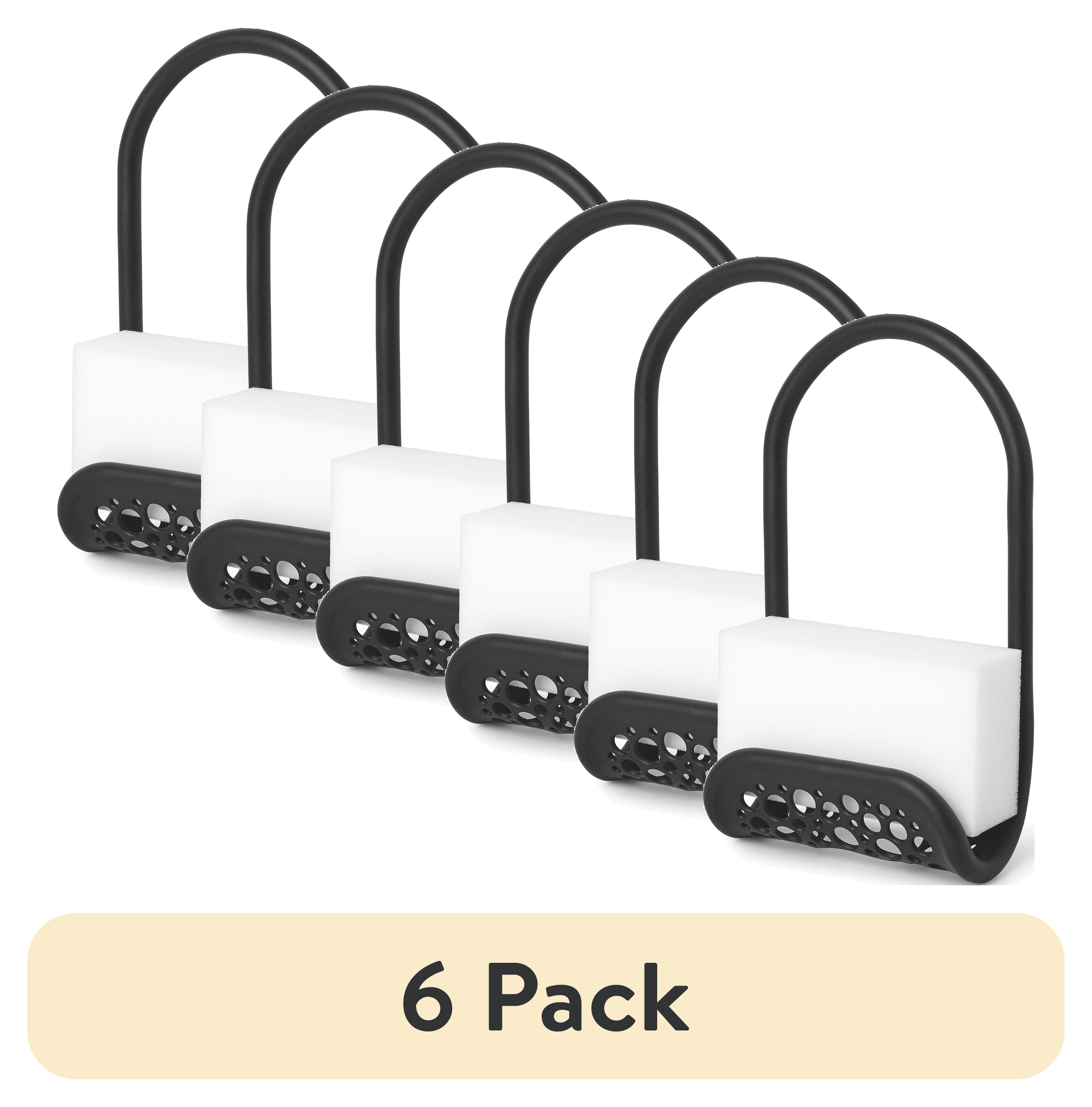 (6 pack) Mainstays Plastic Kitchen Sink Caddy Organizer, Flexible Sink Storage Holder for Sponges, Dish Brush, Scrubbers and Soap, Black