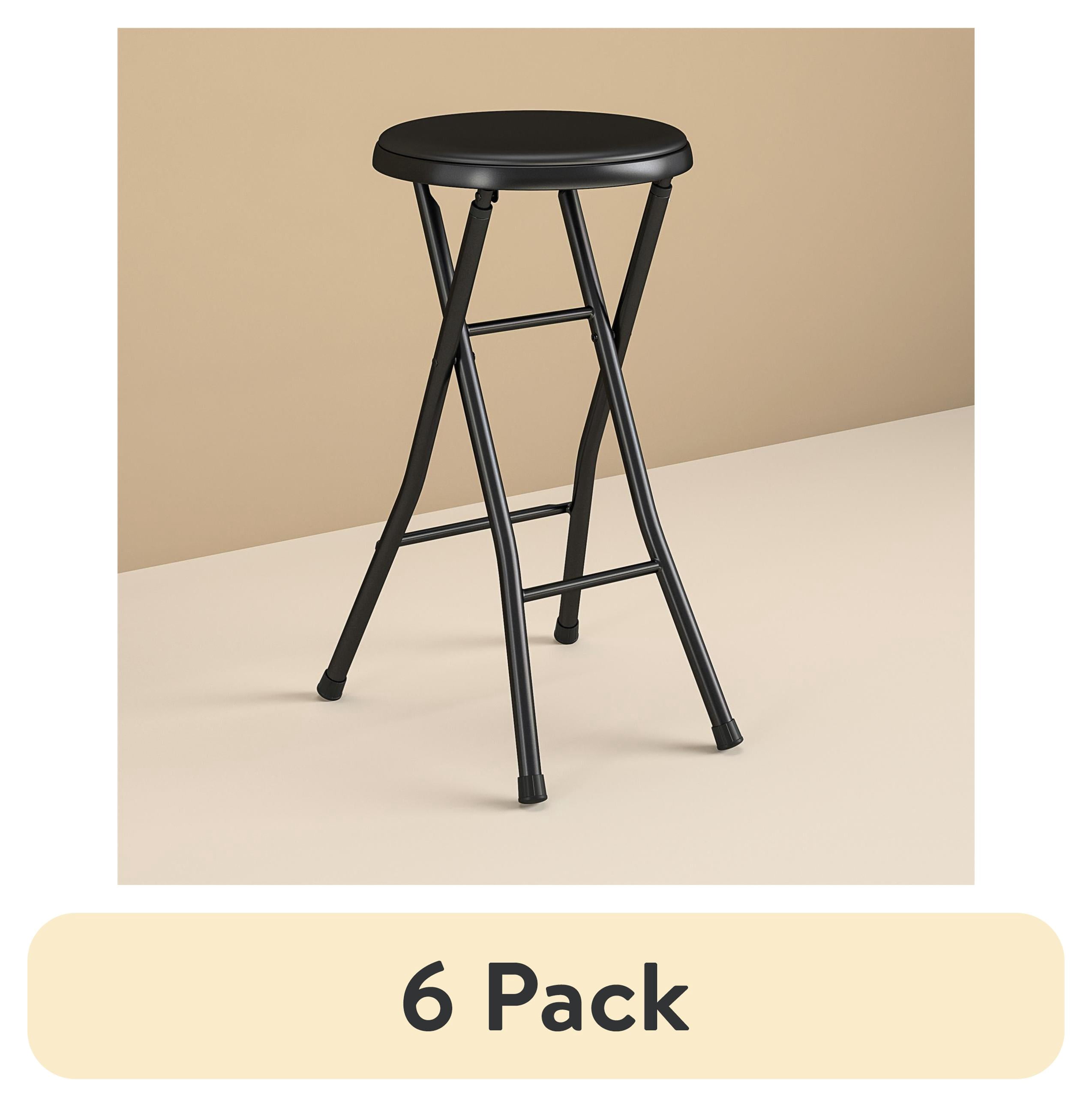 (6 pack) Mainstays Folding Vinyl Padded Counter Stool, Black