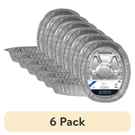 (6 pack) Mainstays 17.88 in x 14.44 in Disposable Foil Roasting Pans
