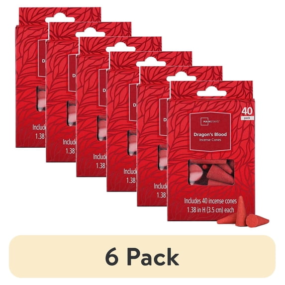 (6 pack) Mainstays Incense Cones, Dragon's Blood Fragrance (Red), 40 Pack