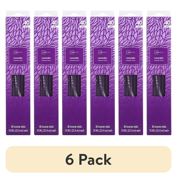 (6 pack) Mainstays Incense Sticks, Lavender Fragrance (Purple), 40 Pack