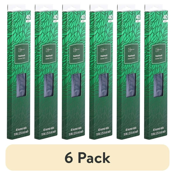 (6 pack) Mainstays Incense Sticks, Patchouli Frangrance (Green), 40 Pack