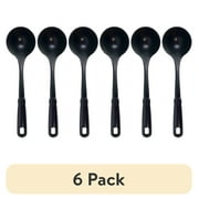 (6 pack) Mainstays Kitchen Ladle, Black, Nylon, Soft Grip Handle, Dish Washer Safe