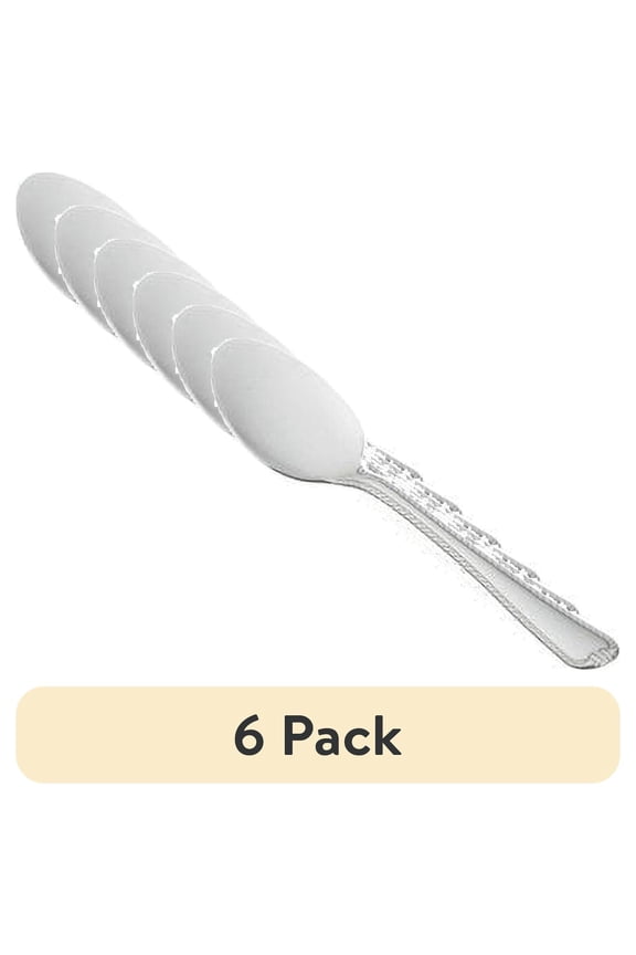 (6 pack) Mainstays Lace Stainless Steel Adult Teaspoon, 4-Piece Set, Silver