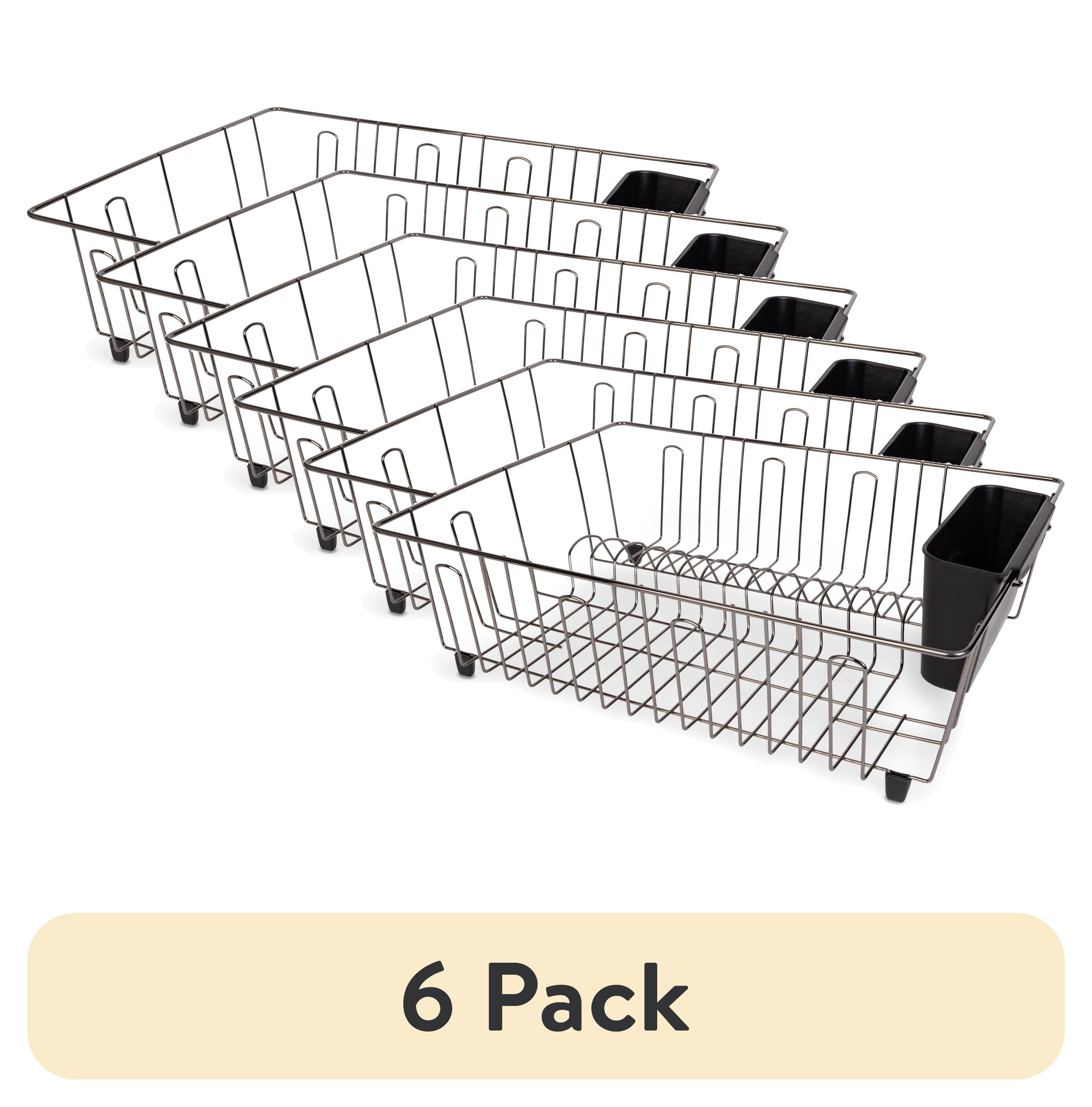 (6 pack) Mainstays Large Wire Dish Rack Black/Chrome - 17.5" x 13.75" x 5.5"