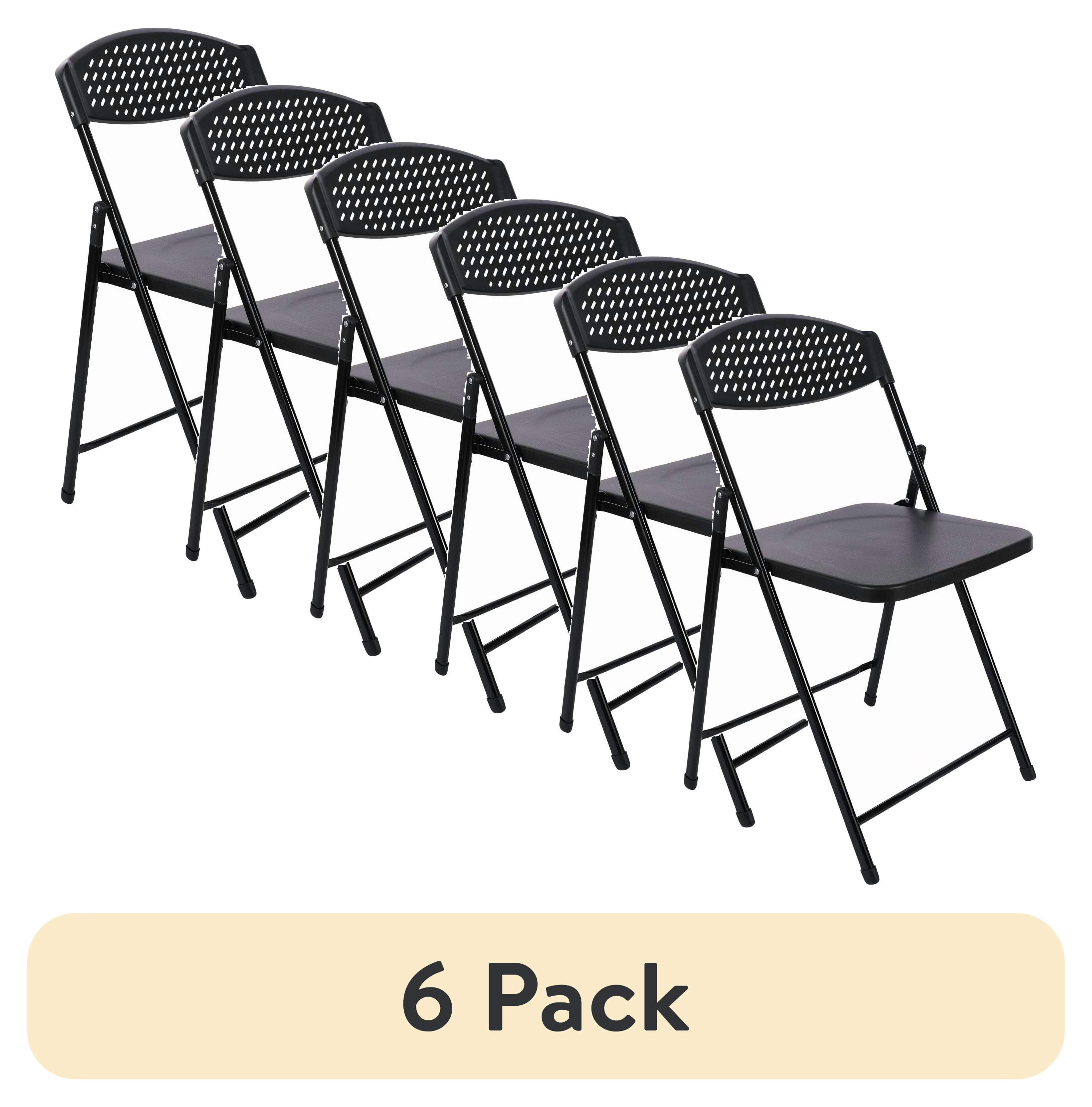 (6 pack) Mainstays Lightweight Folding Chair, Black