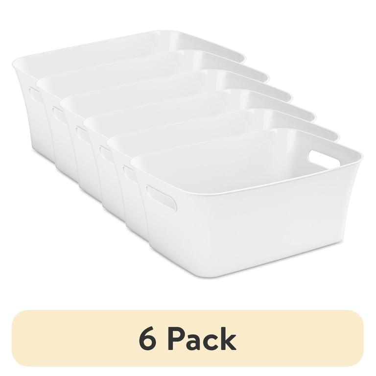 6 pack) Mainstays Medium Bin, Open Plastic Storage Containers