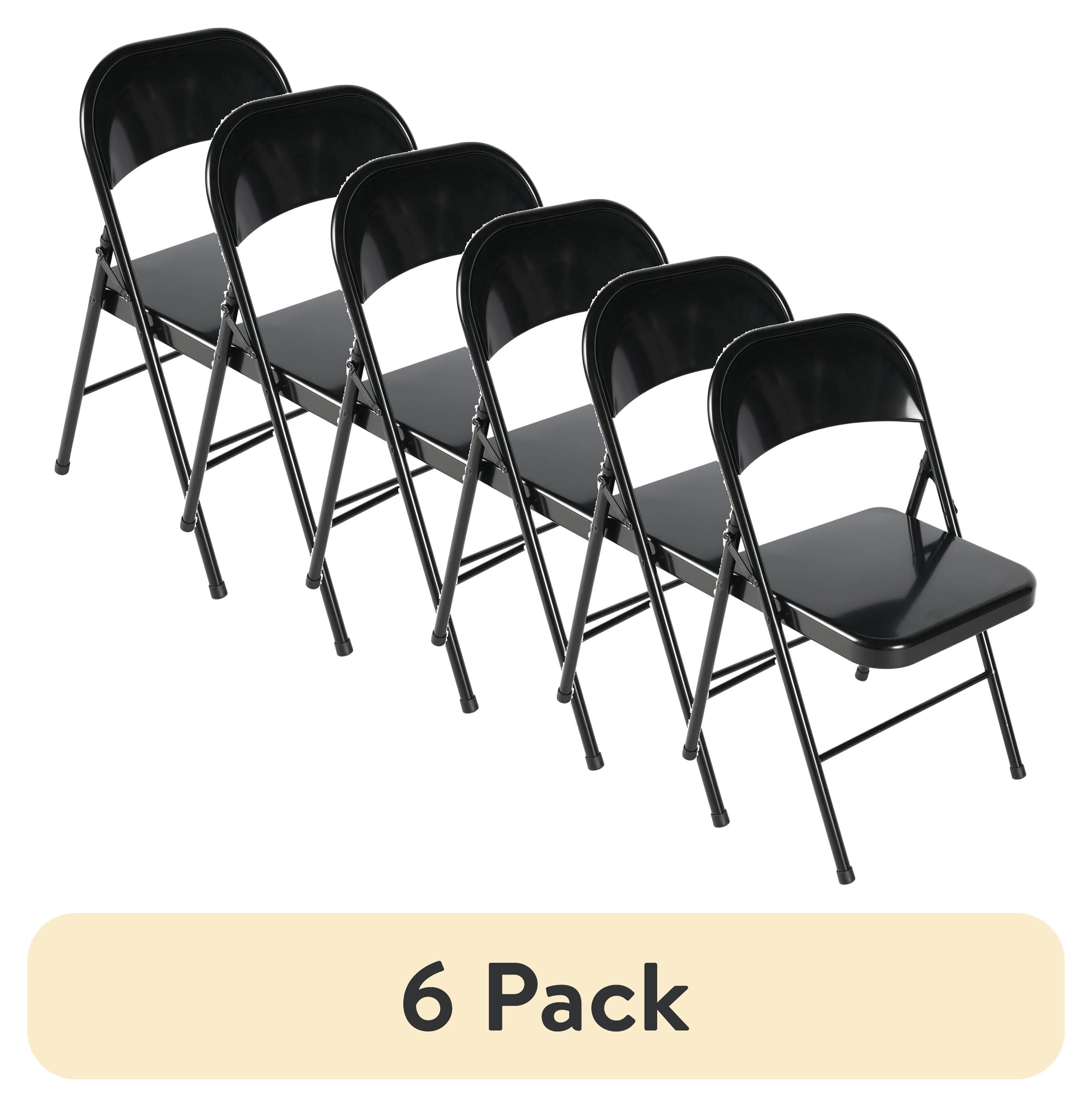 (6 pack) Mainstays Metal Folding Chair, Black