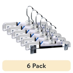 (6 pack) Mainstays Crystal Skirt/Slack Plastic Hanger with Swivel Hook, Clear, 2-Pack