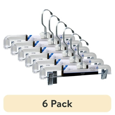 (6 pack) Mainstays Pant & Skirt Hanger, 2 Pack, Crystal Clear Plastic, Swivel Neck, for All Ages