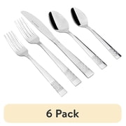 (6 pack) Mainstays Pierremont 20 Piece Polished Stainless Steel Flatware Set, Silver Tableware