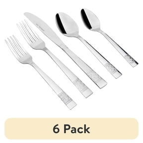 (6 pack) Mainstays Pierremont 20-Piece Stainless Steel Flatware Set, Silver, Service for 4