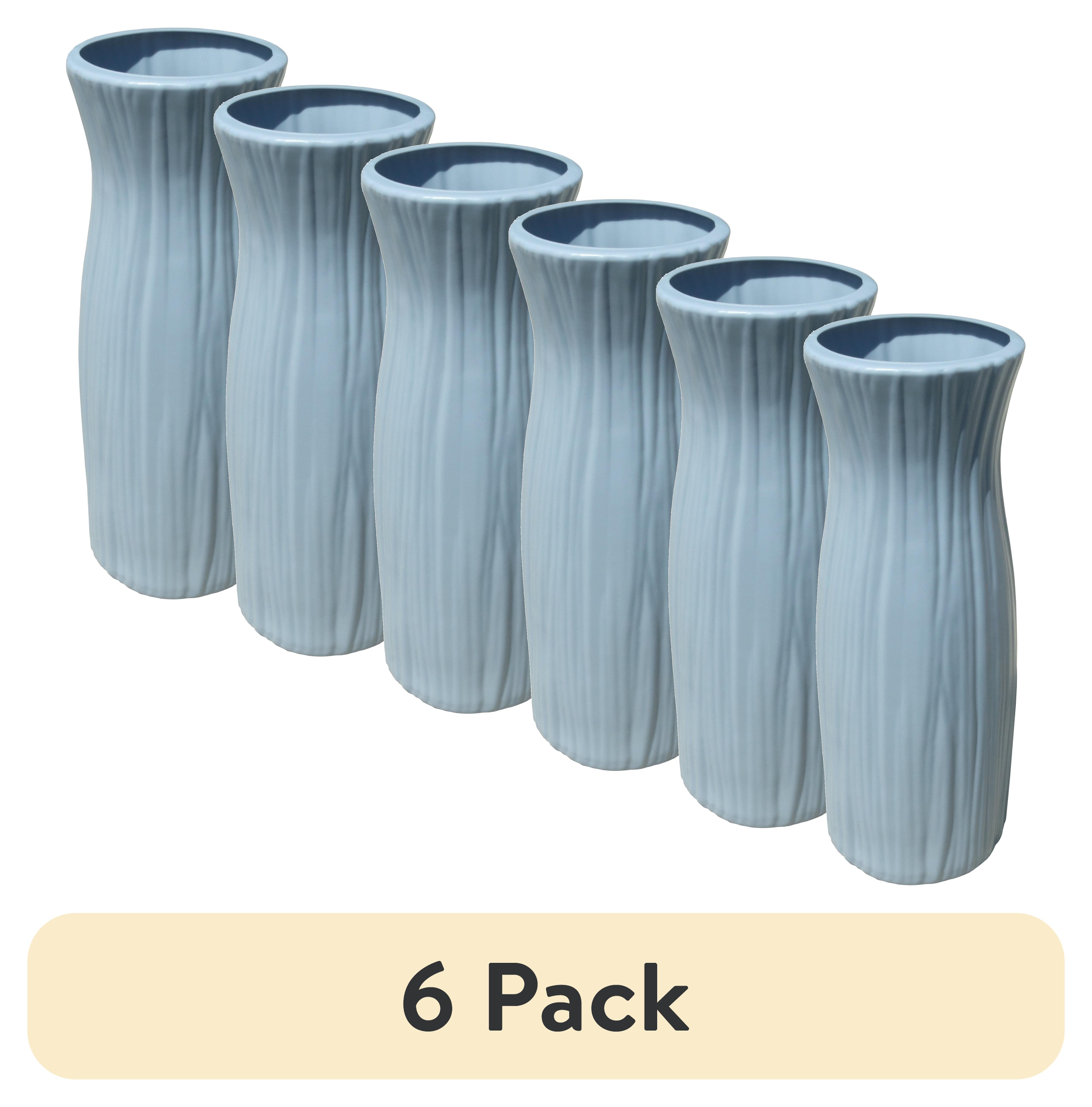 (6 pack) Mainstays Plastic Rib Vase, Placid Blue, Indoor