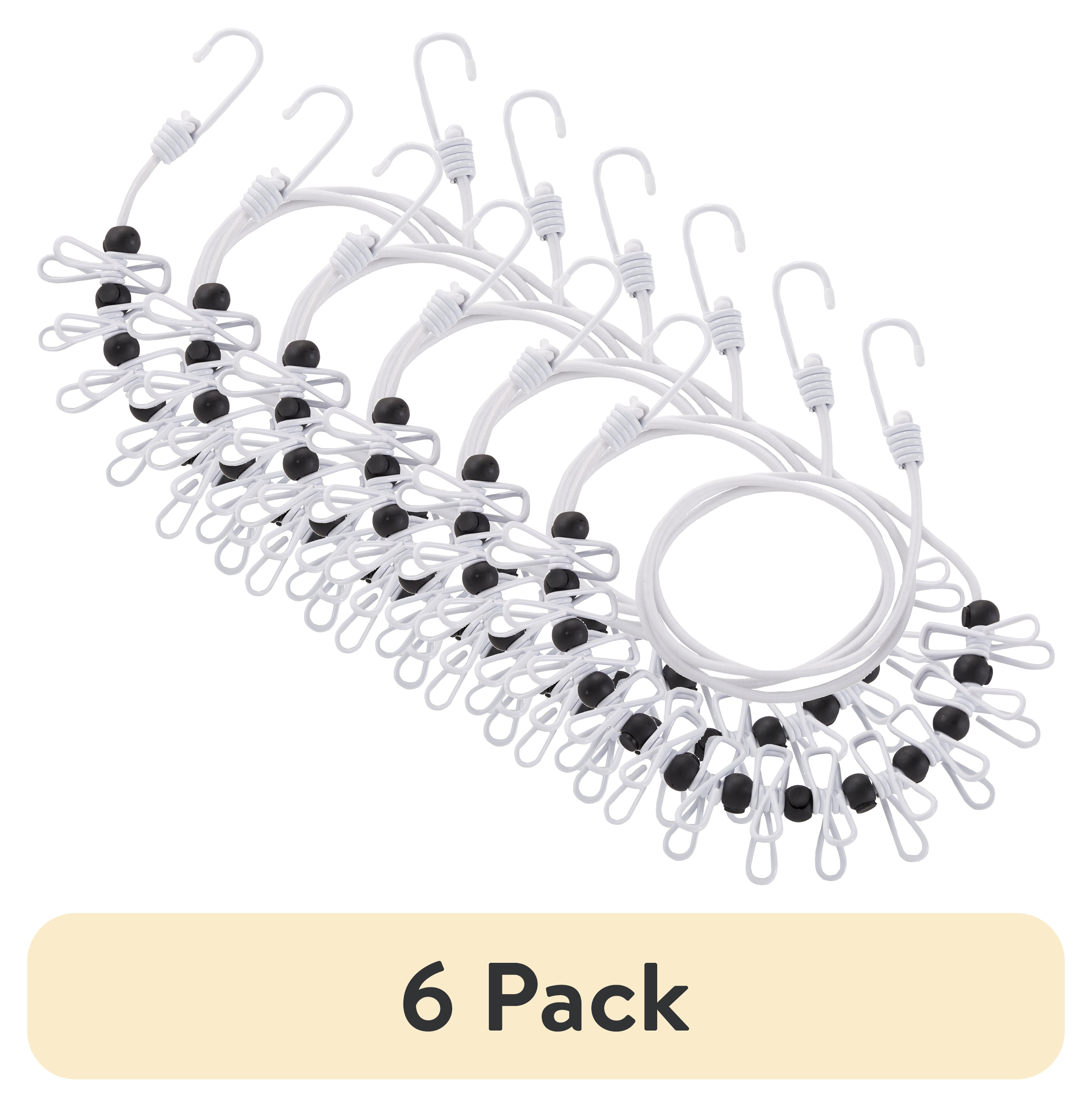 (6 pack) Mainstays Portable Indoor-Outdoor 6 ft Bungee Clothesline, White