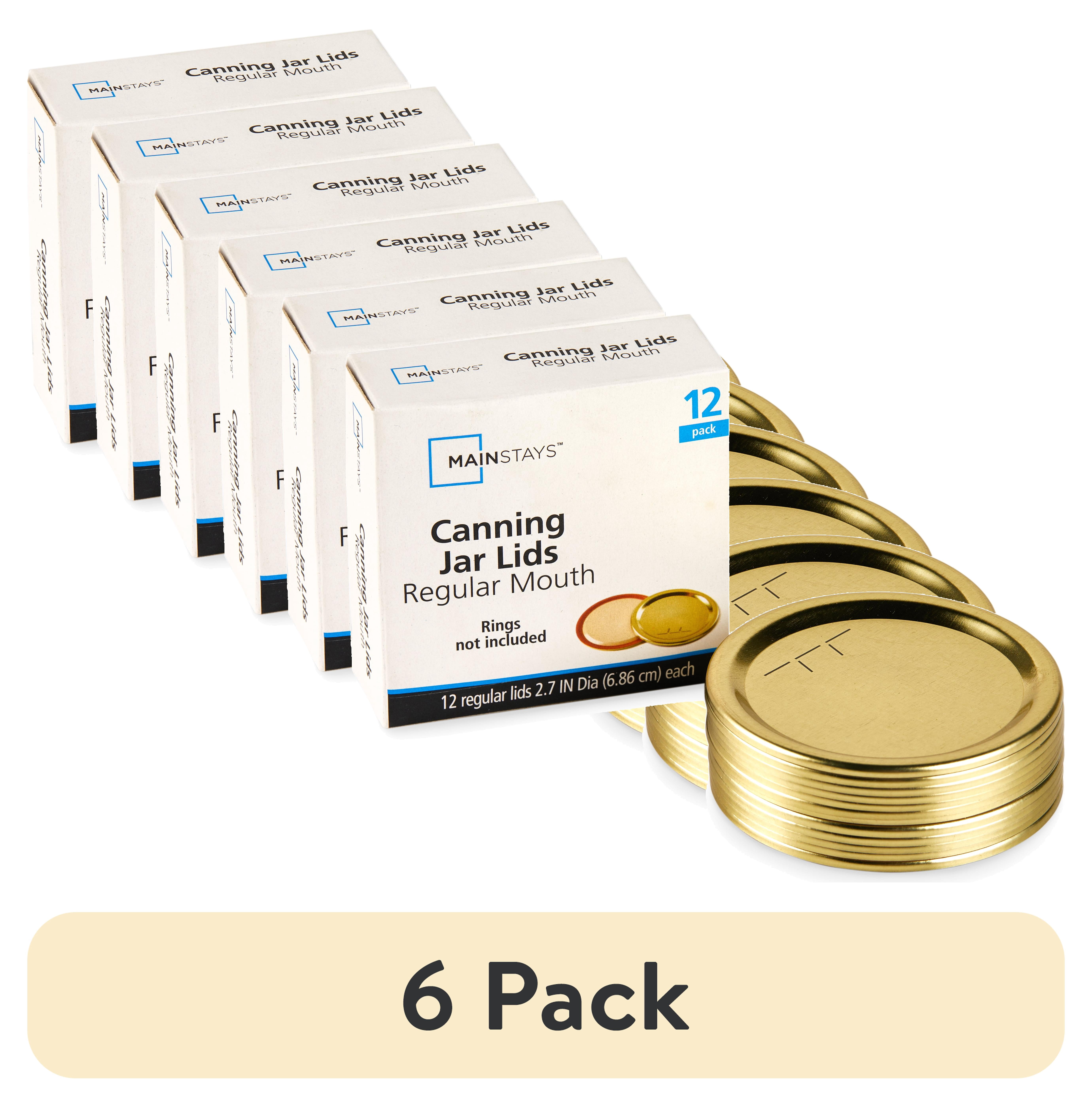 (6 pack) Mainstays Regular Mouth Canning Lids - Airtight Mouth Mason Jar Lids for Canning and Food Preservation