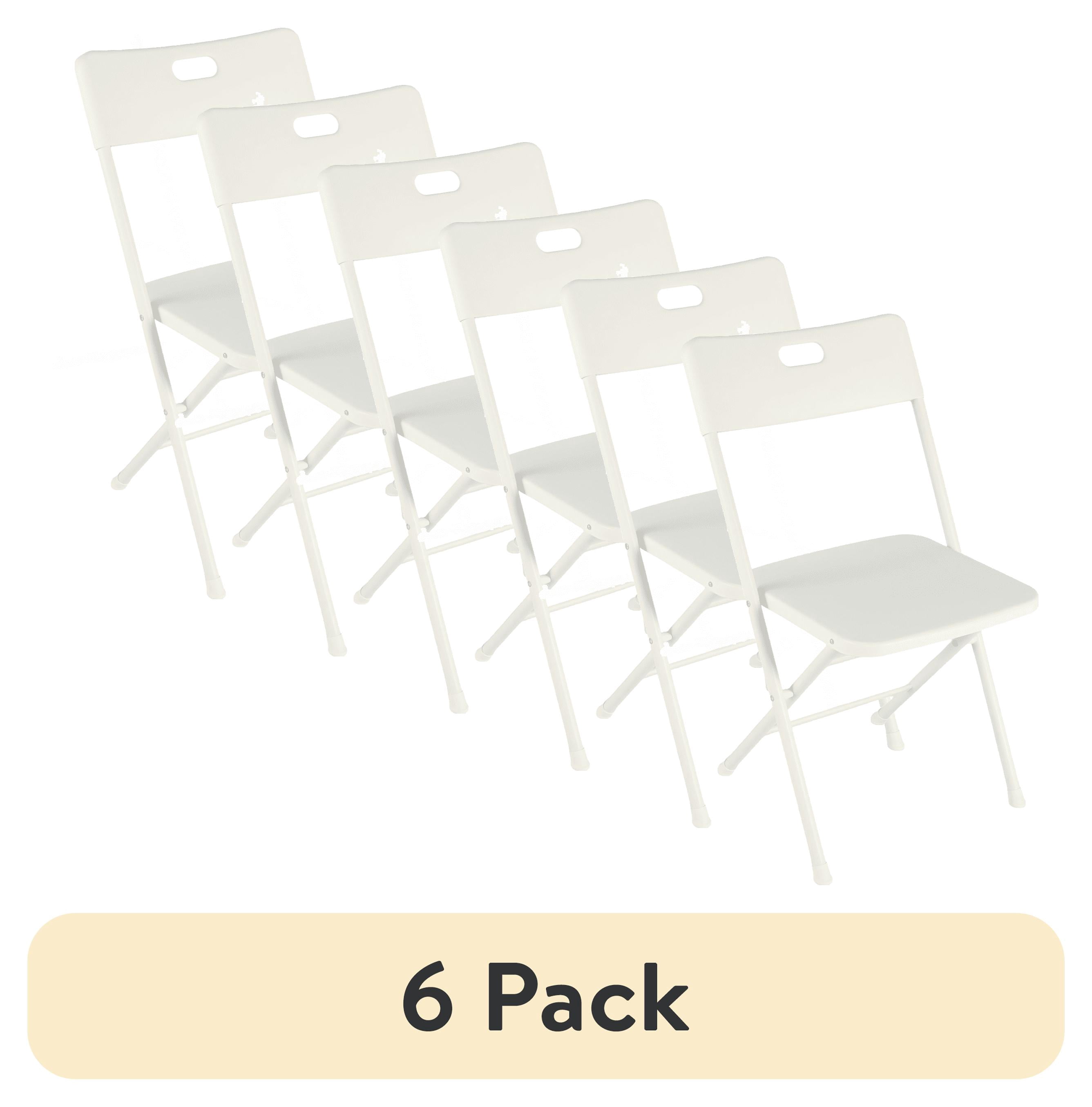 (6 pack) Mainstays Resin Folding Chair with Carry Handle, White