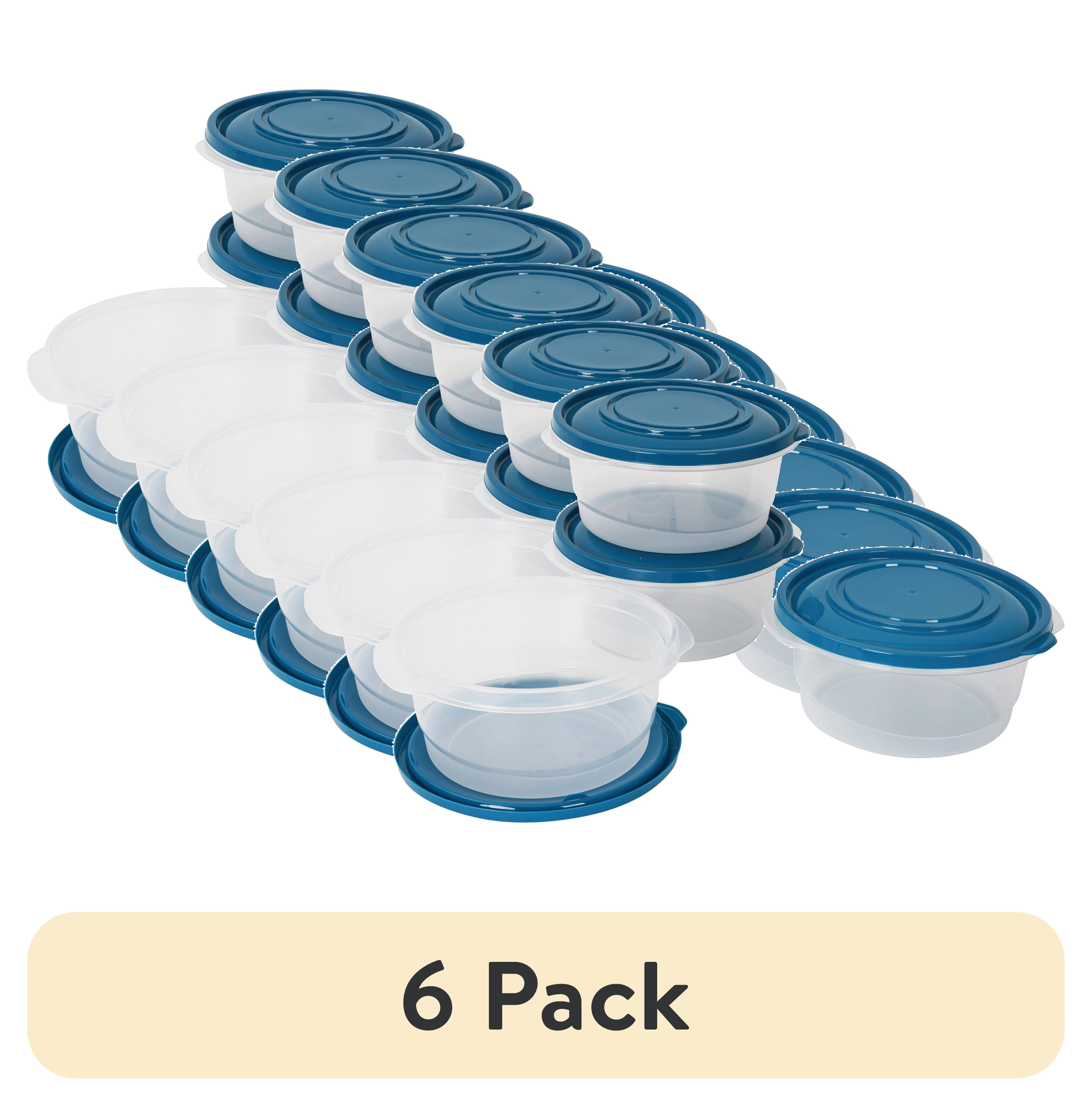 (6 pack) Mainstays Semi Durable Round Plastic Food Storage Containers, 6.2 Cup, 4 Pack