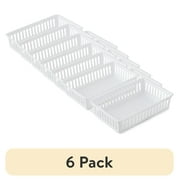 (6 pack) Mainstays Set of 2 Drawer Storage Organizer Plastic Mini Bins, 10.3" x 6.5" x 2.4", Arctic White