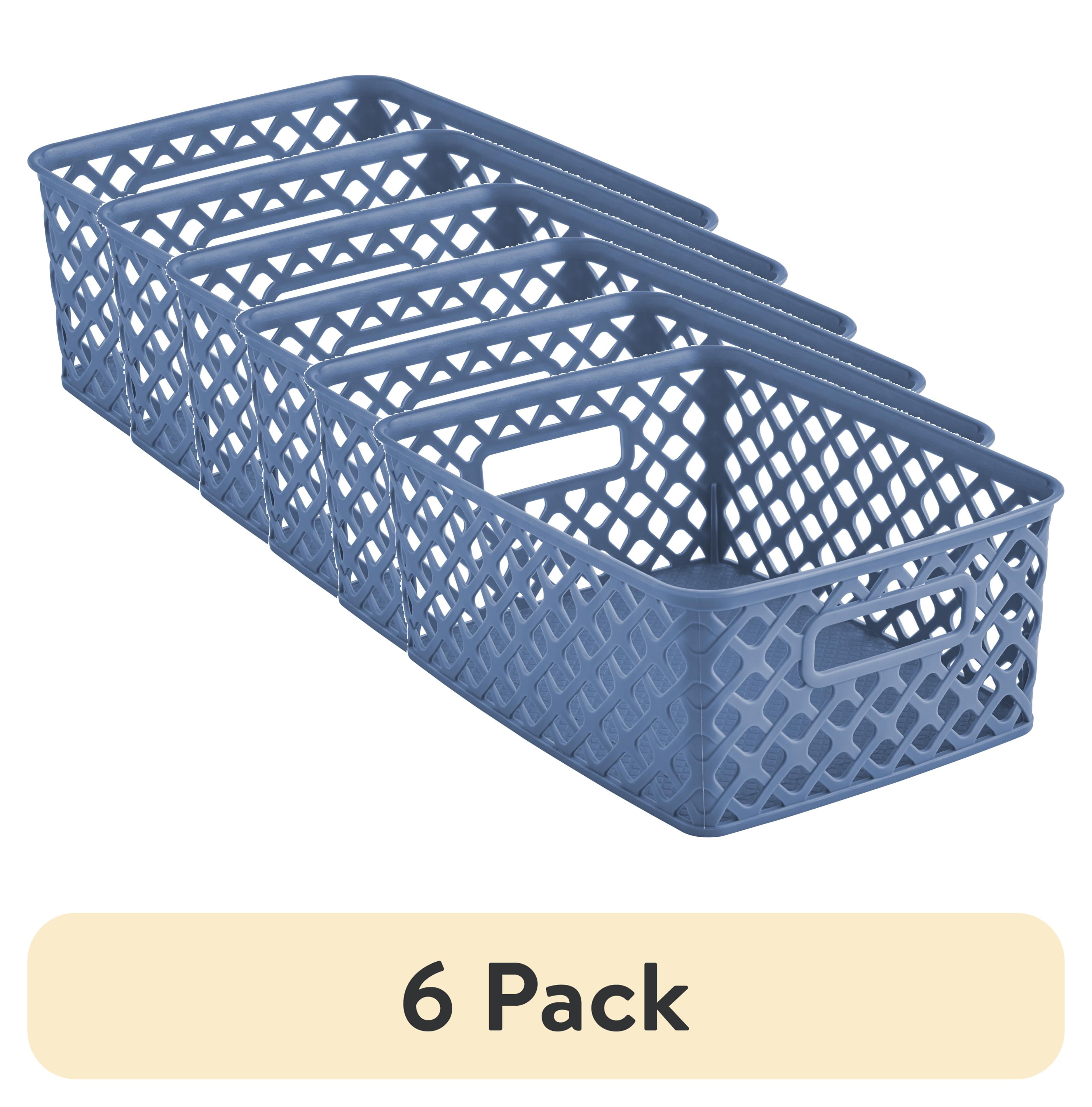 (6 pack) Mainstays Small Decorative Plastic Storage Basket, Blue ...