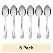 (6 pack) Mainstays Swirl Stainless Steel Teaspoon, Adult 4-Piece Set, Silver