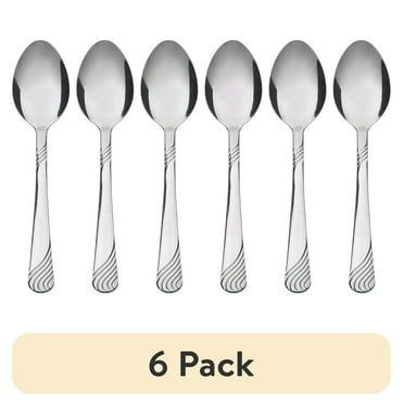 (6 pack) Mainstays Swirl Stainless Steel Teaspoon, Adult 4-Piece Set, Silver