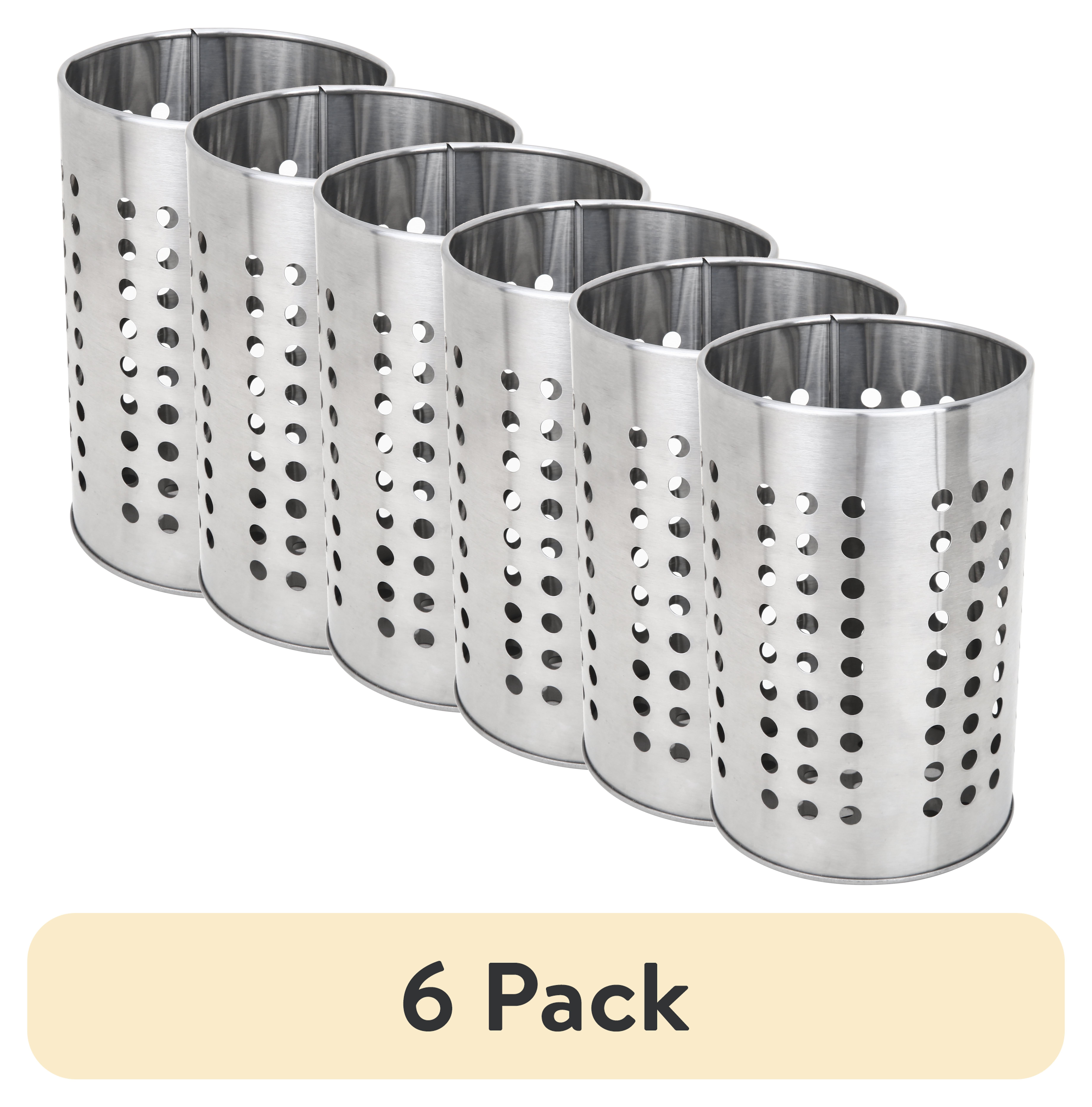 (6 pack) Mainstays Stainless Steel Utensil Holder, A Practical Choice for Countertop Utensil Organization