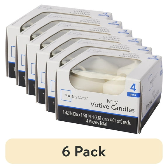 (6 pack) Mainstays Votive Candles, Unscented, Ivory, 4 Pack