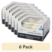 6 pack Mainstays Votive Candles, Unscented, Ivory, 4 Pack
